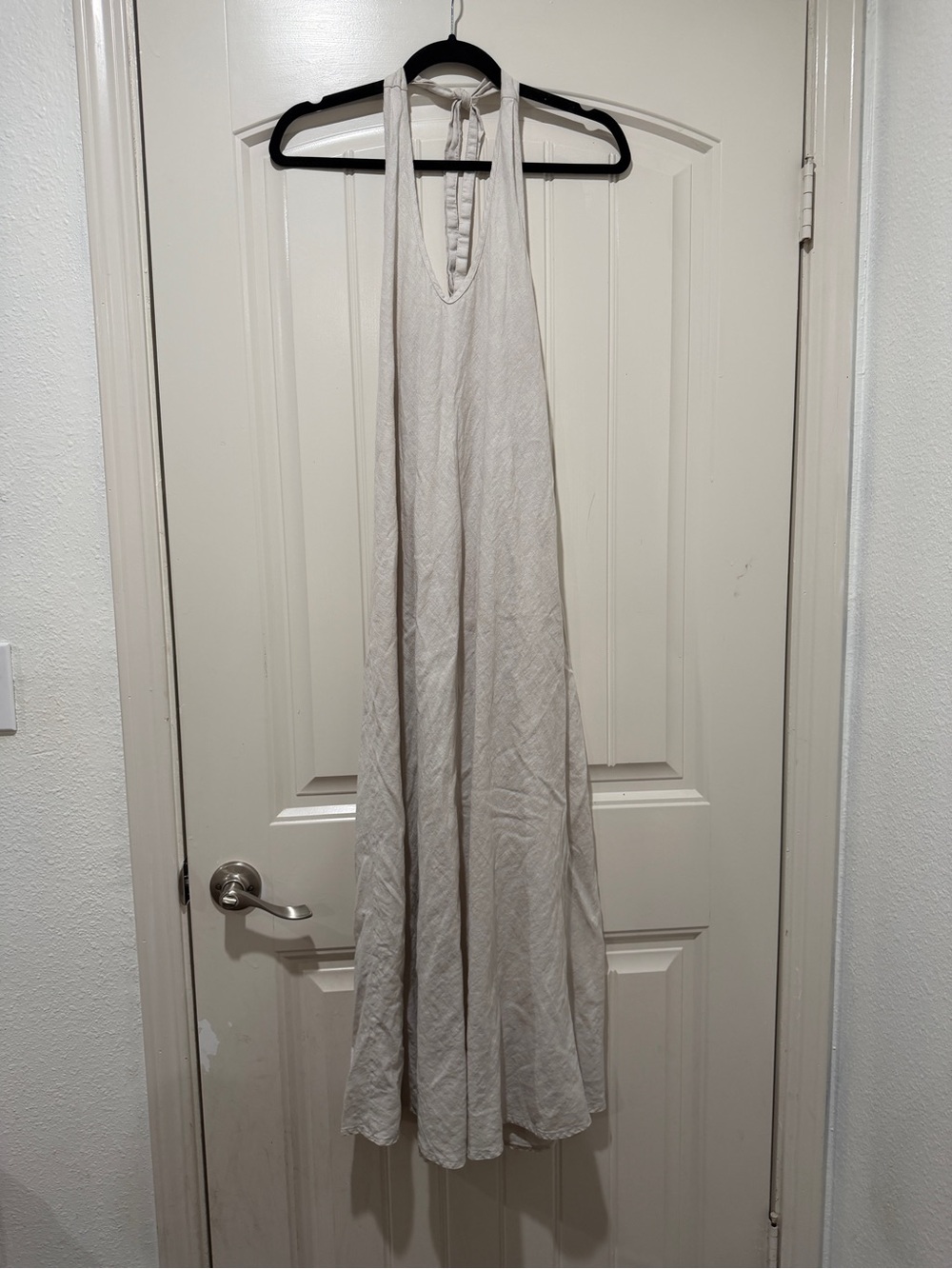 Halter Maxi Dress in Light Beige/Cream